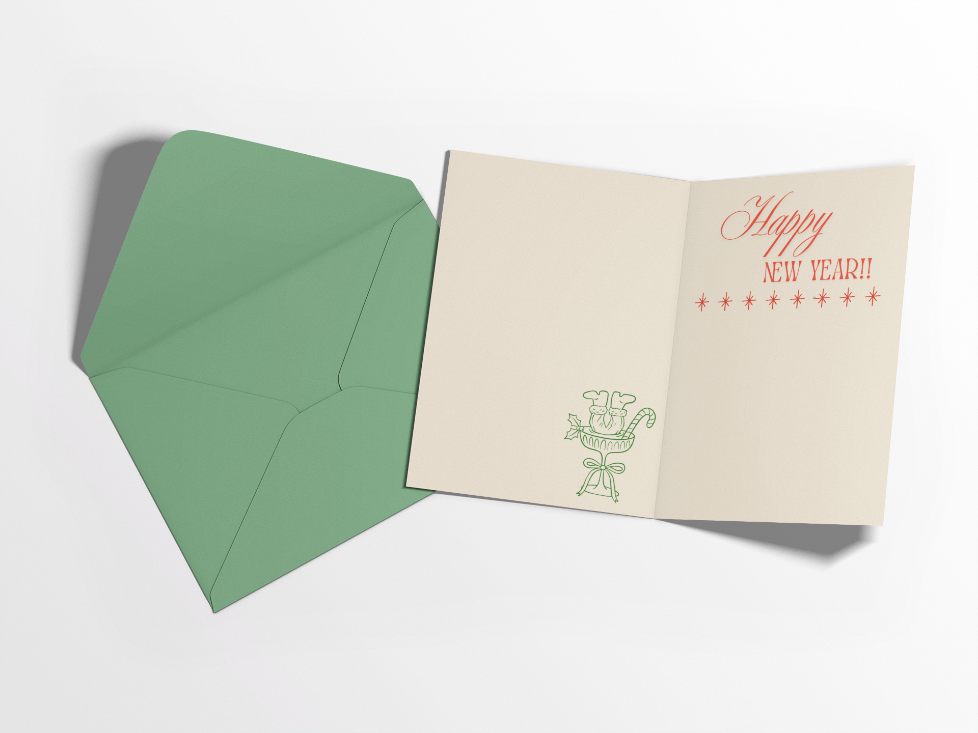 Martini Santas Christmas Greeting Card - 5 x 7 with Envelope