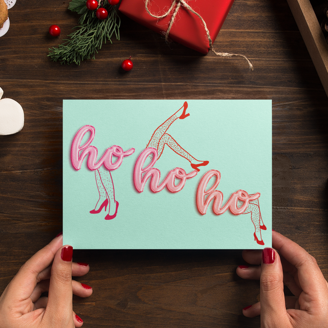 Hairy Christmas Greeting Card - 5 x 7 with Envelope