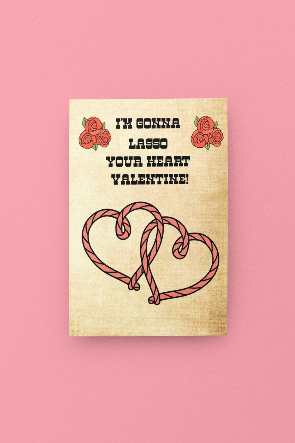 Heart Lasso Valentine's Day Card - 5 x 7 with Envelope