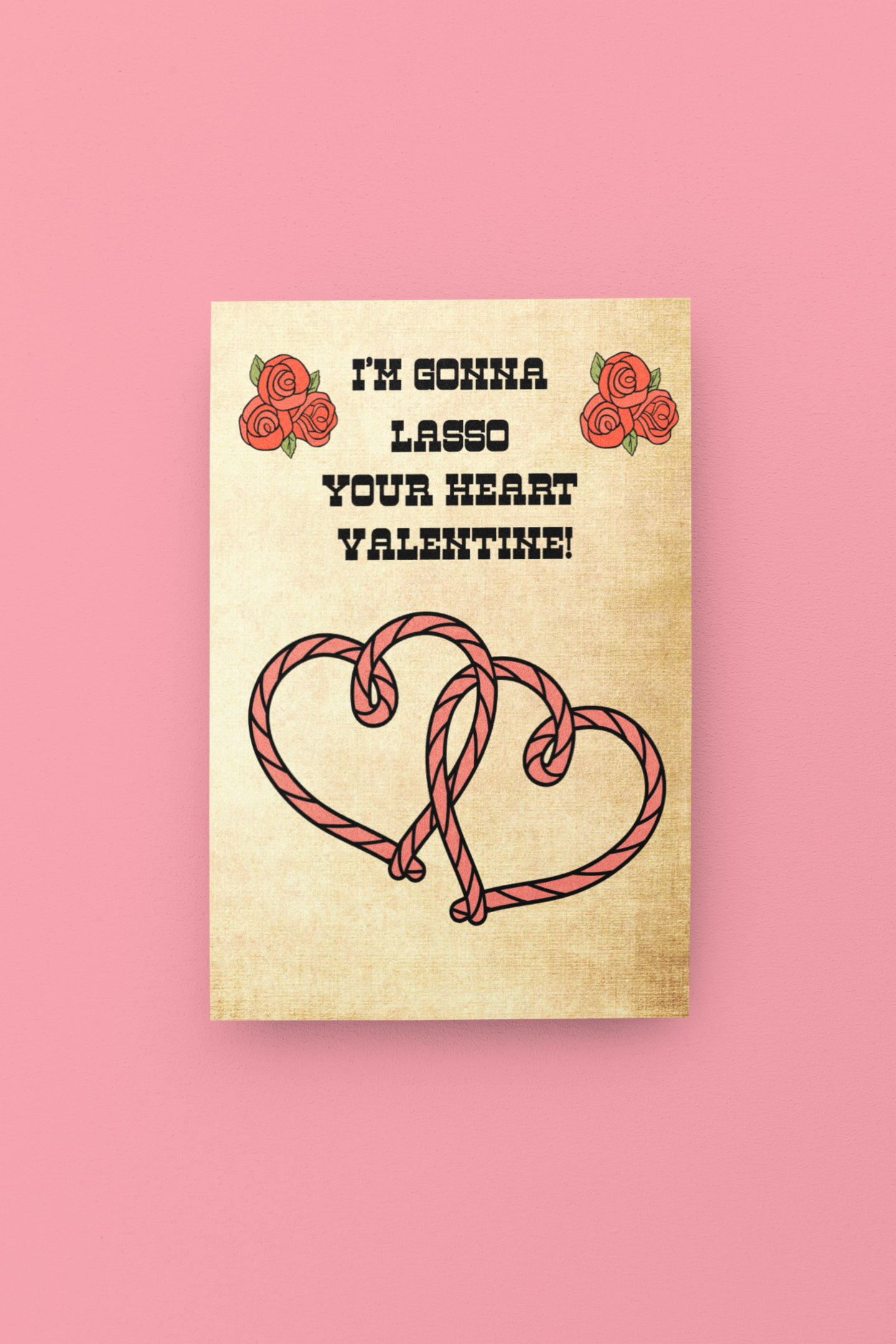 Heart Lasso Valentine's Day Card - 5 x 7 with Envelope