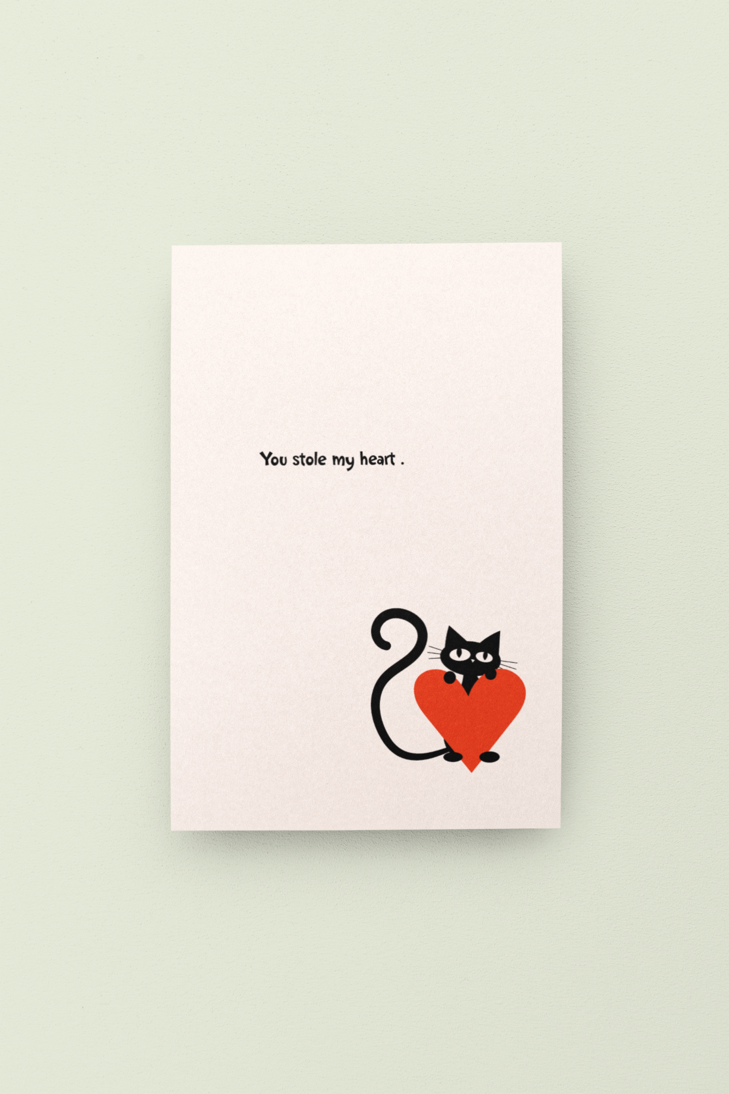 Heart Thief Valentine's Day Card - 5 x 7 with Envelope