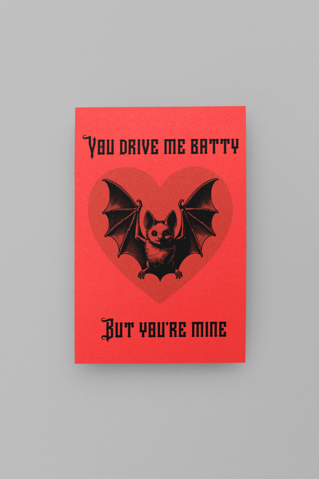 Batty Valentine's Day Card - 5 x 7 with Envelope