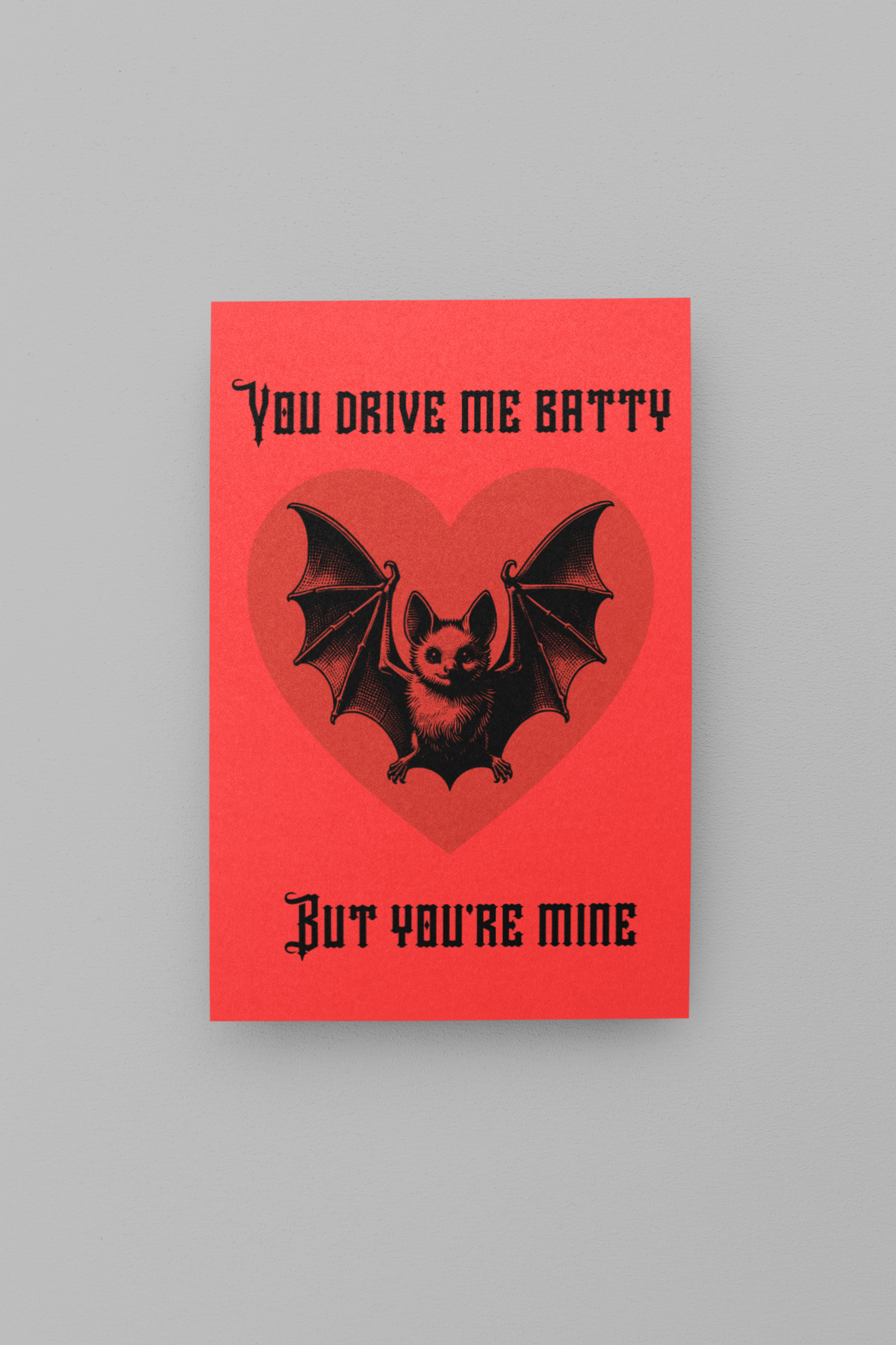 Batty Valentine's Day Card - 5 x 7 with Envelope