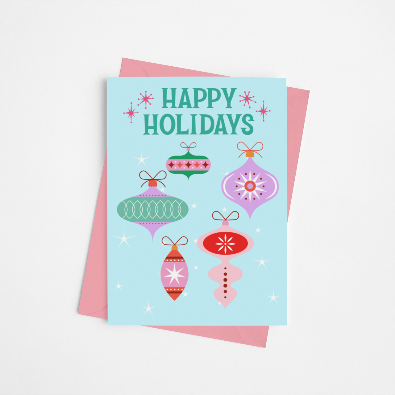 Retro Ornament Holiday Greeting Card - 5 x 7 with Envelope