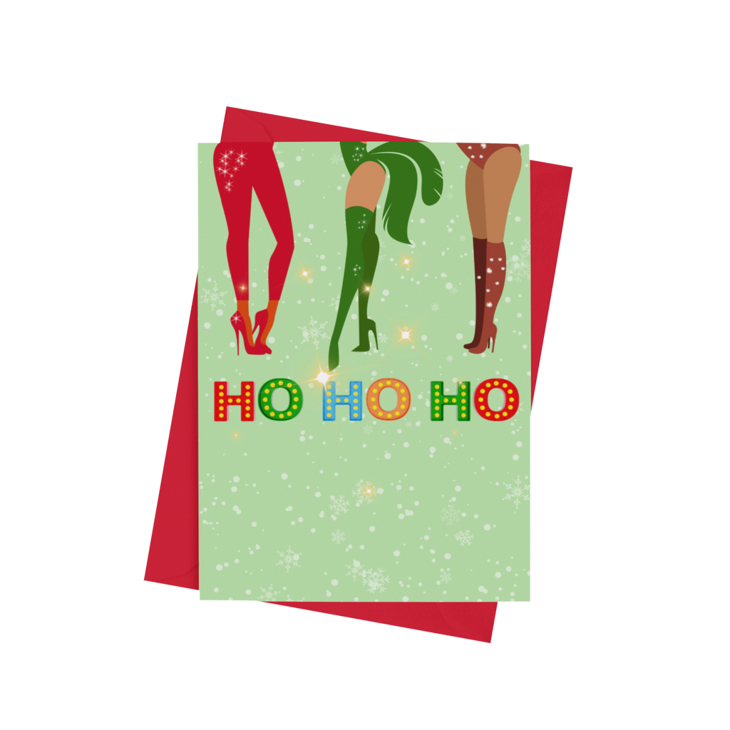 Ho Ho Ho Girls Christmas Greeting Card - 5 x 7 with Envelope
