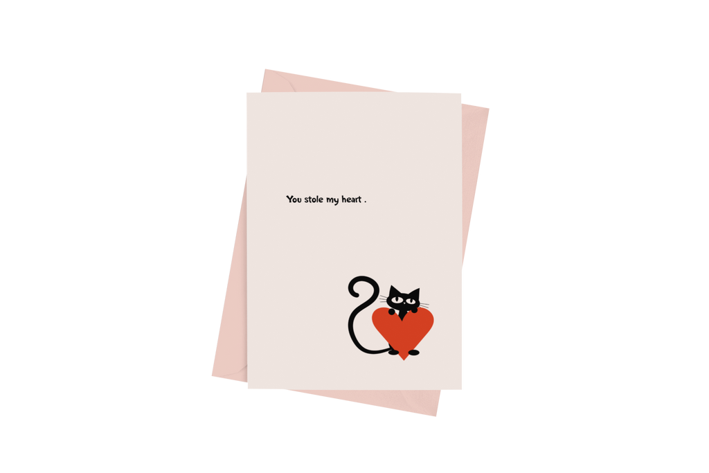 Heart Thief Valentine's Day Card - 5 x 7 with Envelope