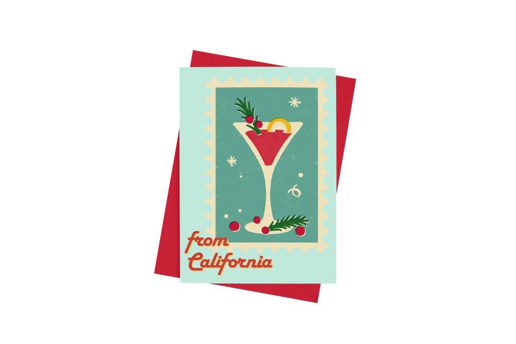 Retro Martini Holiday Greeting Card - 5 x 7 with Envelope