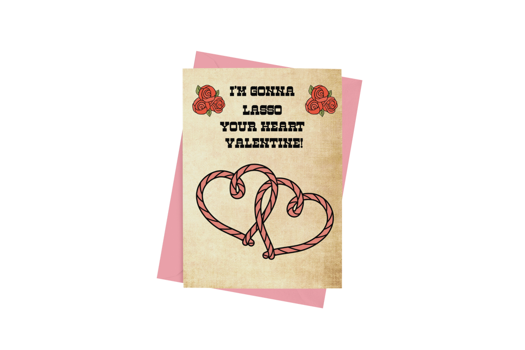 Heart Lasso Valentine's Day Card - 5 x 7 with Envelope