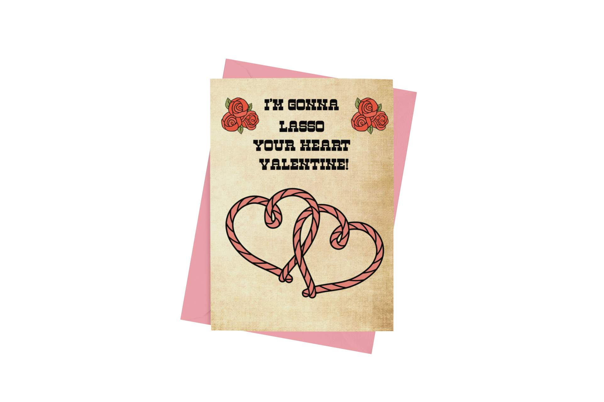 Heart Lasso Valentine's Day Card - 5 x 7 with Envelope