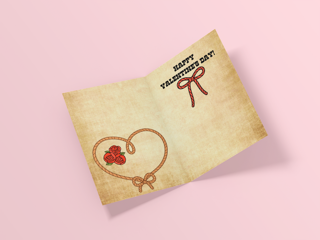 Heart Lasso Valentine's Day Card - 5 x 7 with Envelope