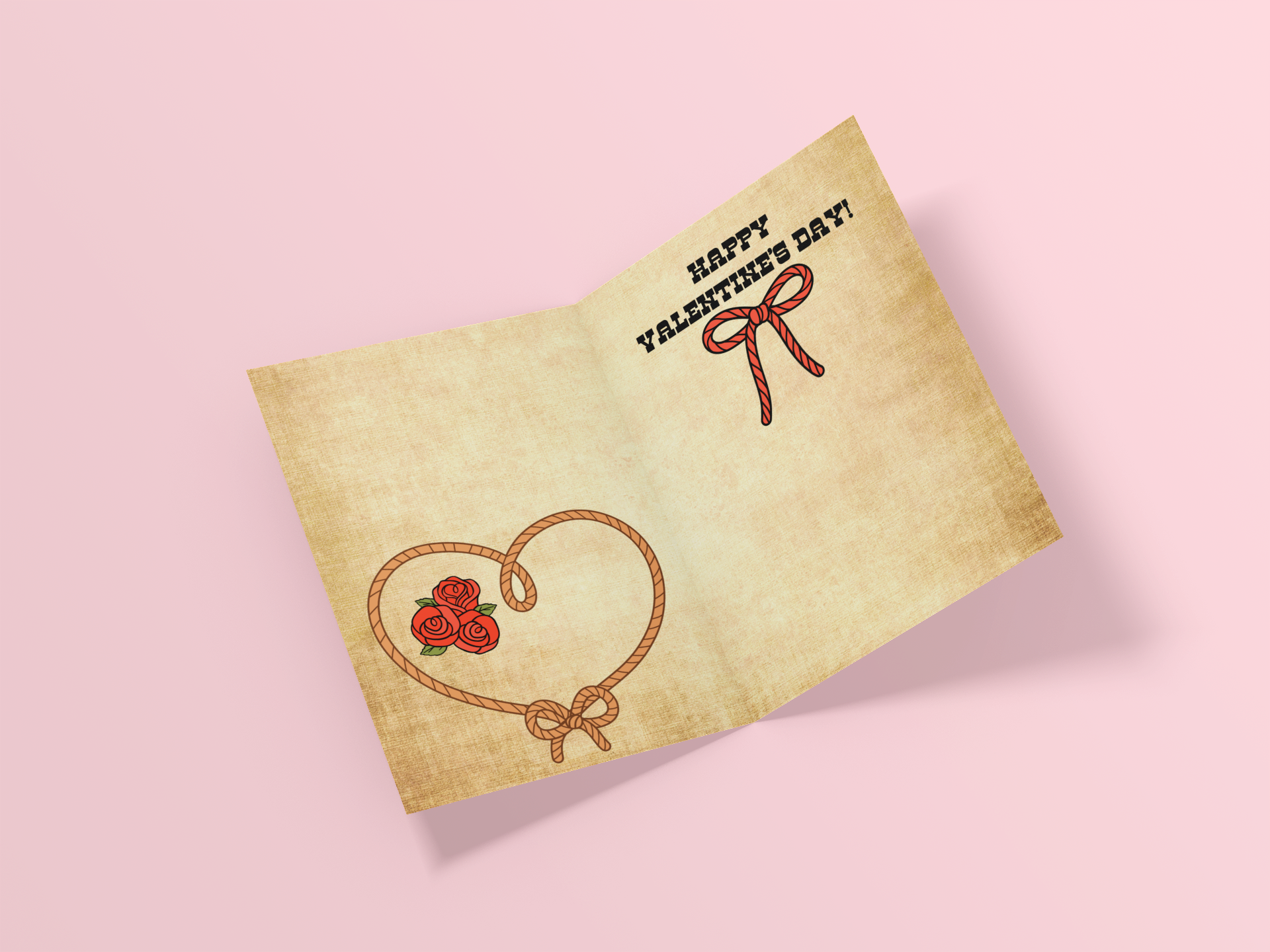 Heart Lasso Valentine's Day Card - 5 x 7 with Envelope