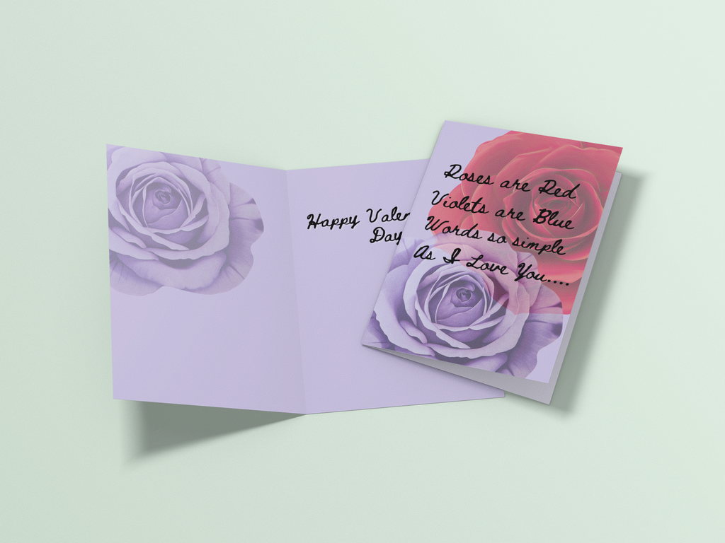 Roses Valentine's Day Card - 5 x 7 with Envelope