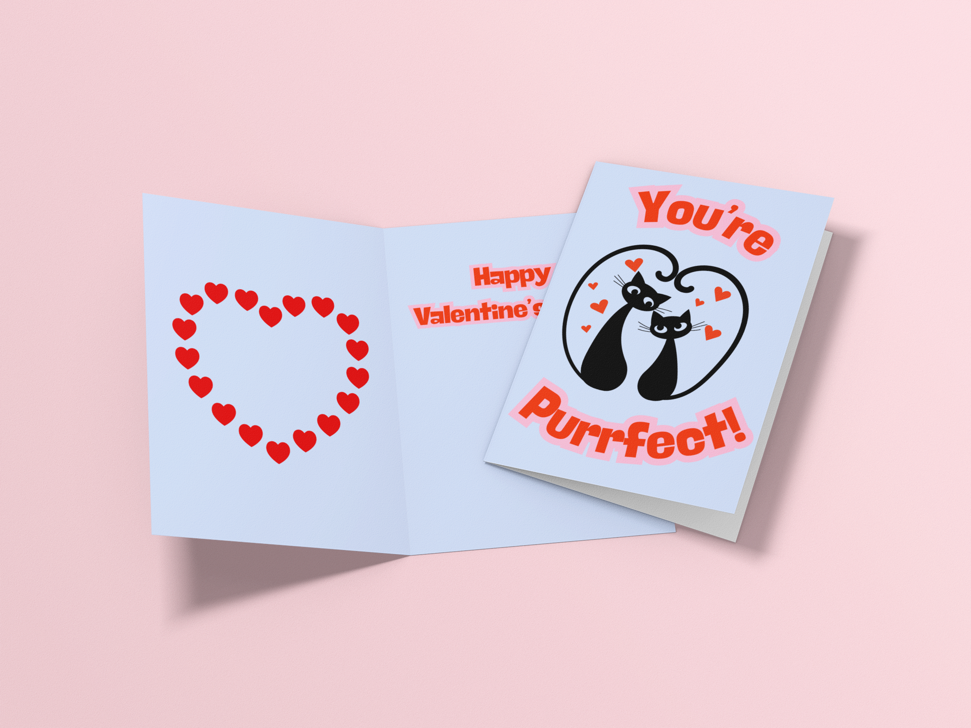 Purrfecct! Valentine's Day Card - 5 x 7 with Envelope