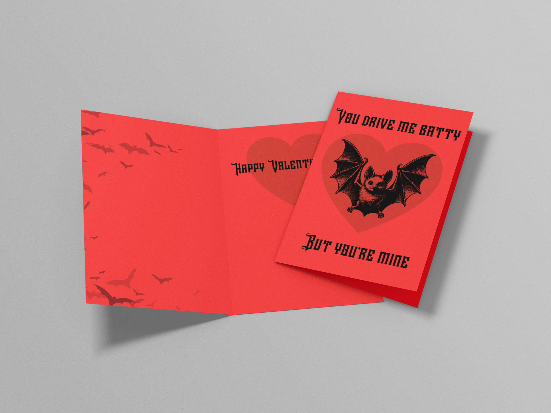 Batty Valentine's Day Card - 5 x 7 with Envelope